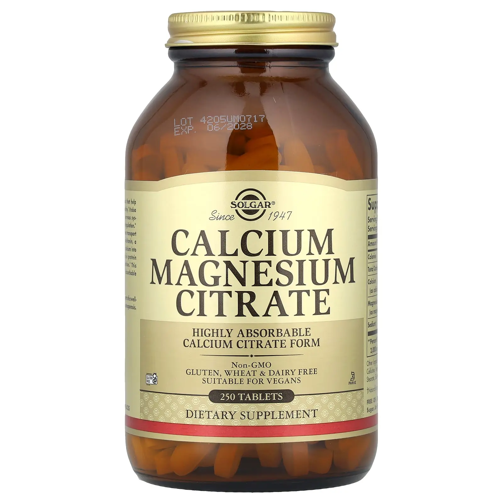Solgar Calcium Magnesium Citrate, 250 Tablets Solgar Calcium Magnesium Citrate, 250 Tablets