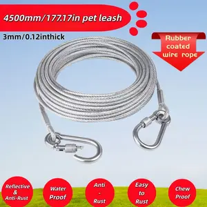 Durable Coated Stainless Steel Clothesline Rope, 177.17 Inch Portable Laundry Line, Ideal for Indoor Outdoor Use, Camping Bathroom Dormitory
