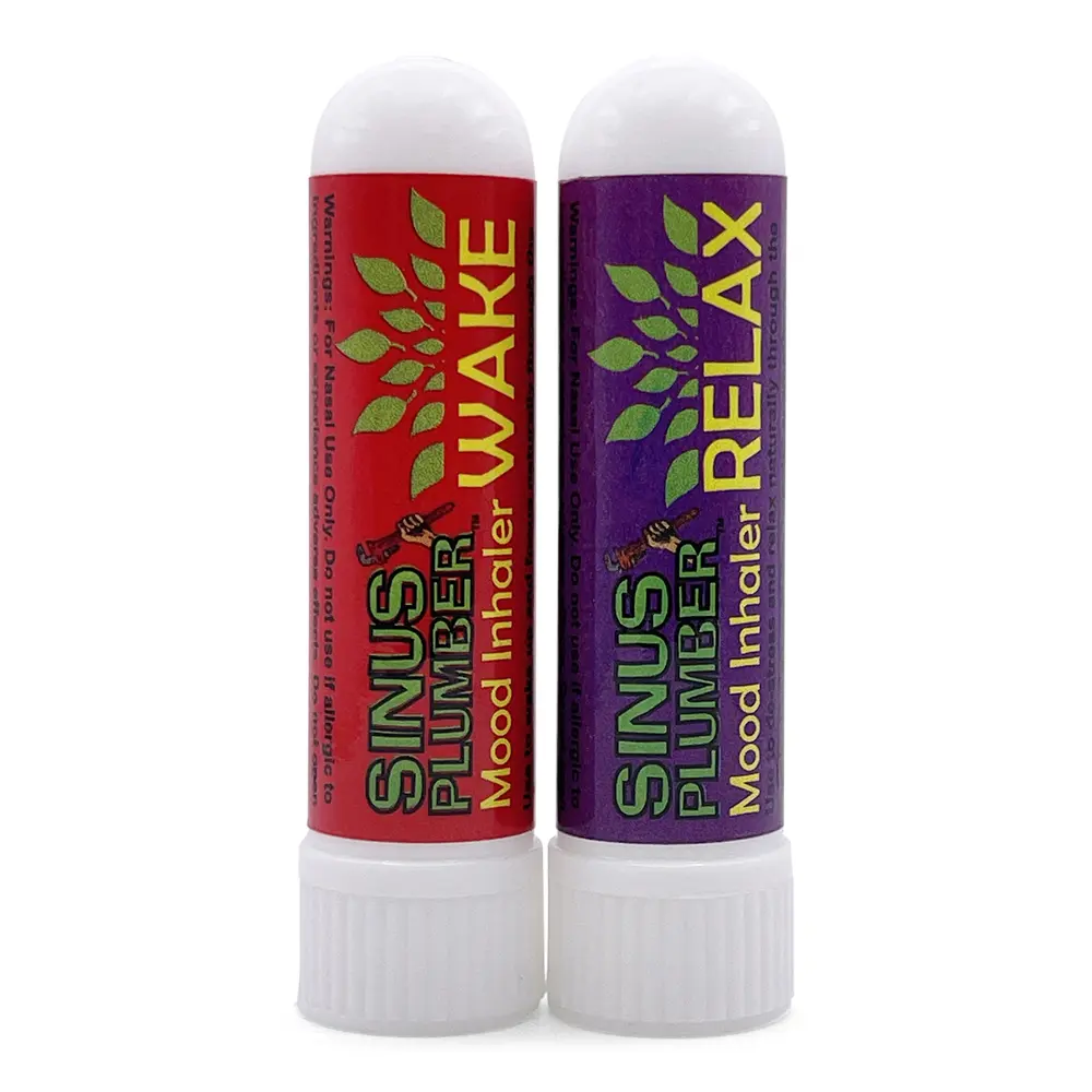 Sinus Plumber Wake & Relax Aromatherapy Nasal Diffuser Bundle - Therapeutic Essential Oil Diffusers for Mental Energy and Stress Relief