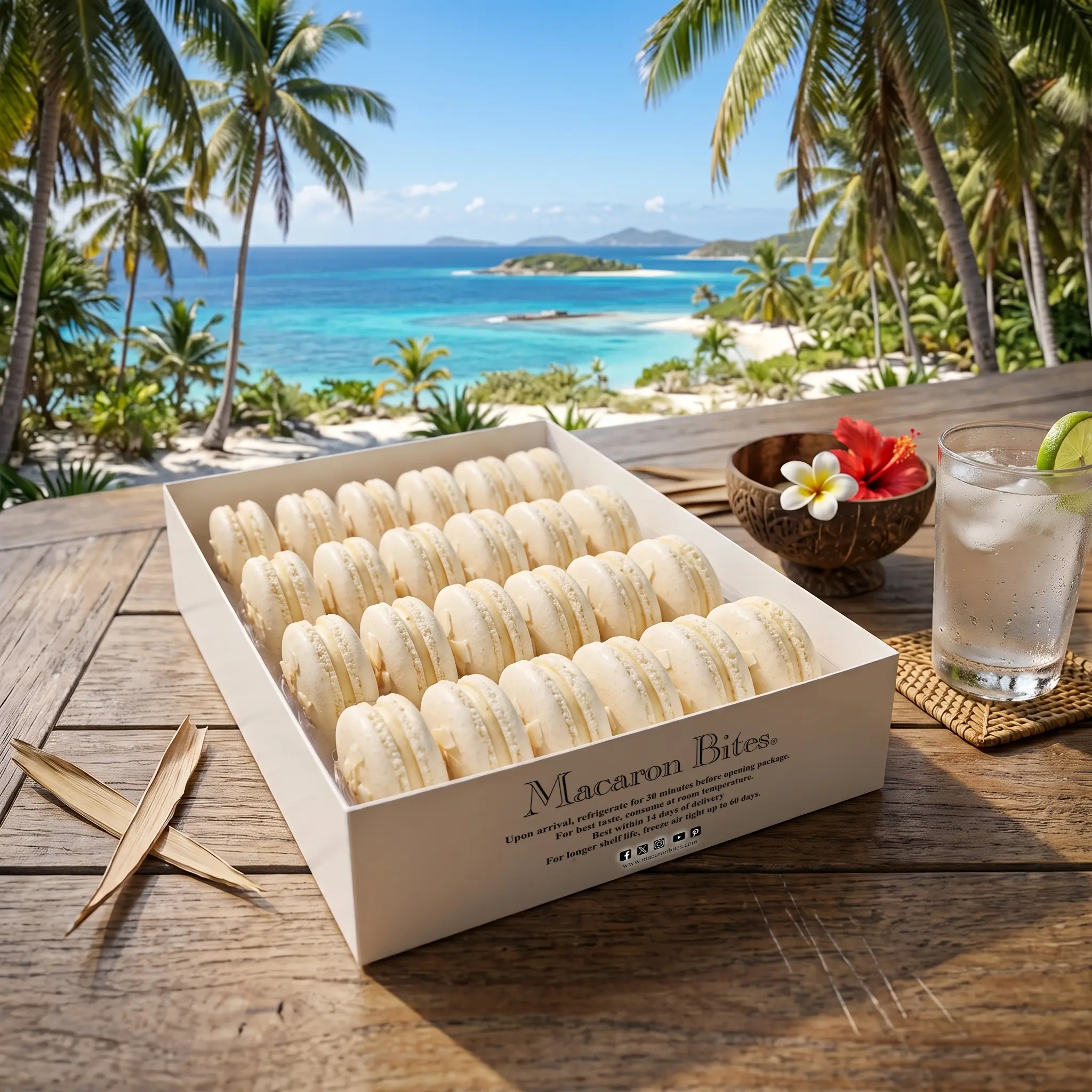 Coconut French Macarons Macaron Bites - 24 Count