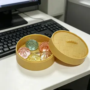 Mini Crystal Steamed Bun Squishy Set for Stress Relief and Focus