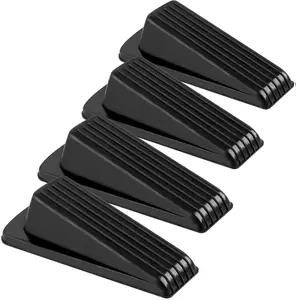 Secure Your Doors with Style 4 Pack Rubber Door Stoppers for Bottom of Door Black 4.8in x 2.2in x 1.3in Sturdy Stackable Door Stops for Floor High-Quality Material Secure & Stable Ideal for Office Family Room School