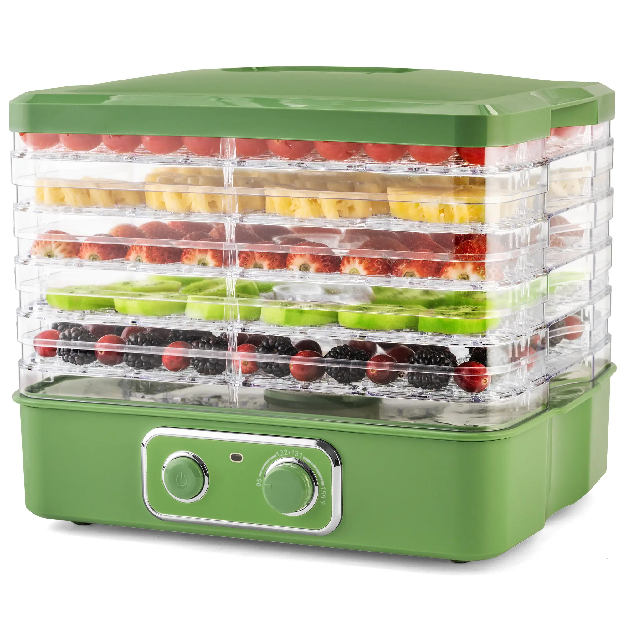 Pukomc Countertop Food Dehydrator - 5-Layer BPA-Free 240W Home Kitchen Appliance with Temp Control, Stackable Space-Saving Design for Jerky, Fruits, Herbs