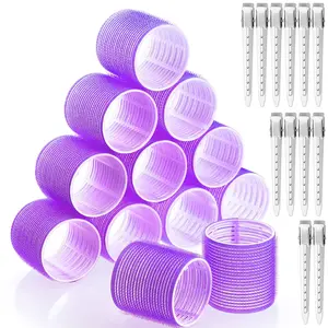 12 Pcs Self Grip Curlers Bangs Curling Iron 12 Jumbo Rollers and 12 Duckbill Clips for Long, Medium, Short, Thick, Fine Hair Volume Beauty & Personal Care