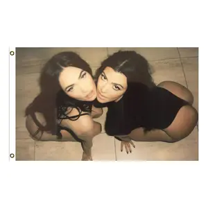 Megan & Kourtney Sexy Wall Tapestry, 3x5ft Flag with Grommets, Multicolor Wall Hanging for Dormitory, Party, Gift, Decor, Girly Apartment Decor
