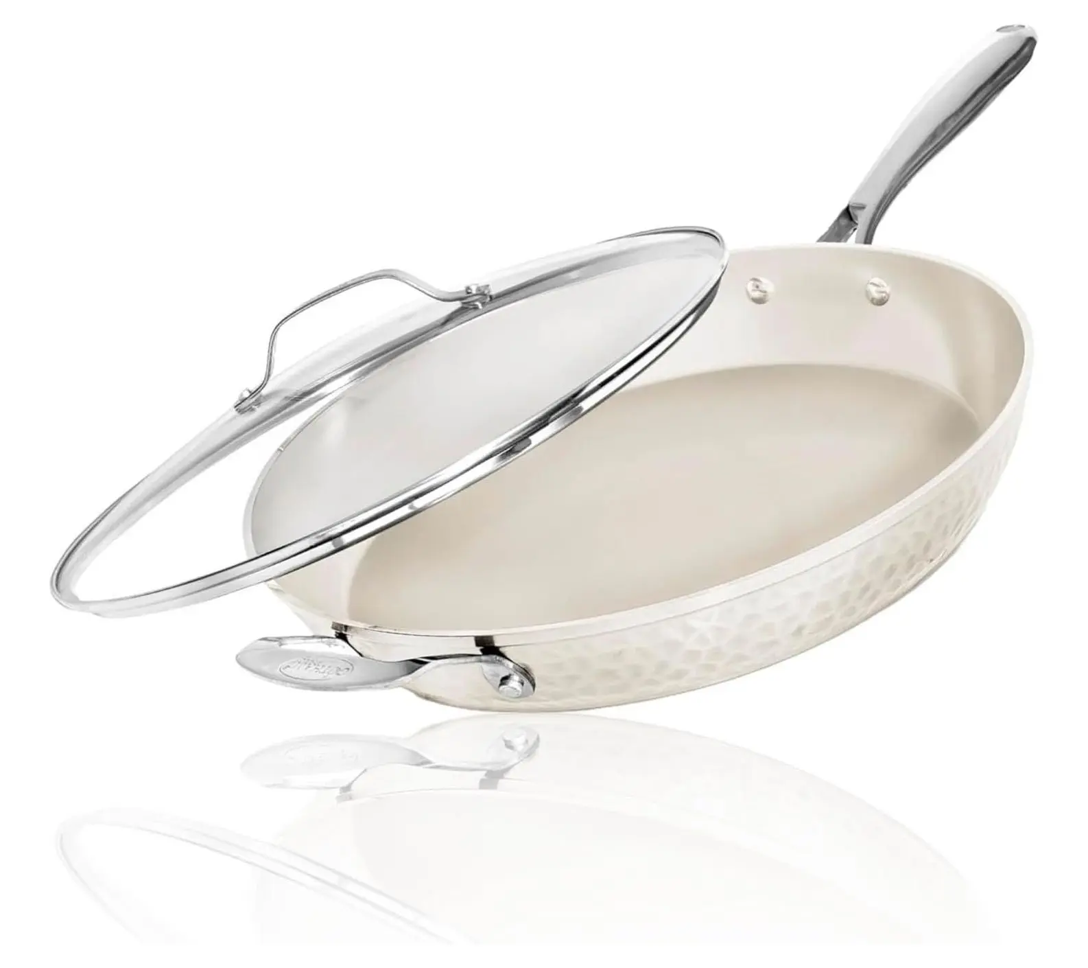 Gotham Steel Hammered Cream 14'' Ultra NonstickFry Pan w/ Lid Gotham Steel Hammered Cream 14'' Ultra NonstickFry Pan w/ Lid
