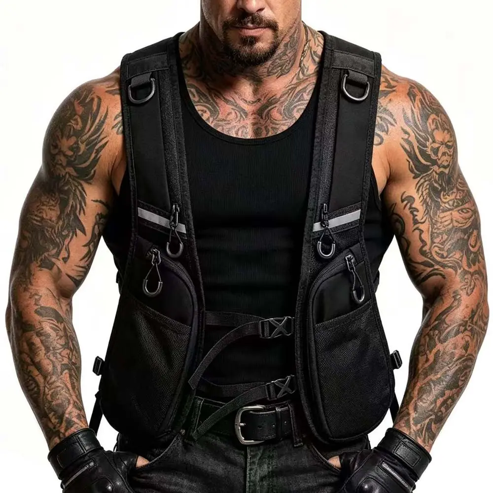 Unisex Lightweight Sports Tank Top, Phone and Water Bottle Pockets, Adjustable Straps, Zippered Pocket, Mesh Back Design, Nylon Material, Sports Vest, Sleeveless Sports Vest