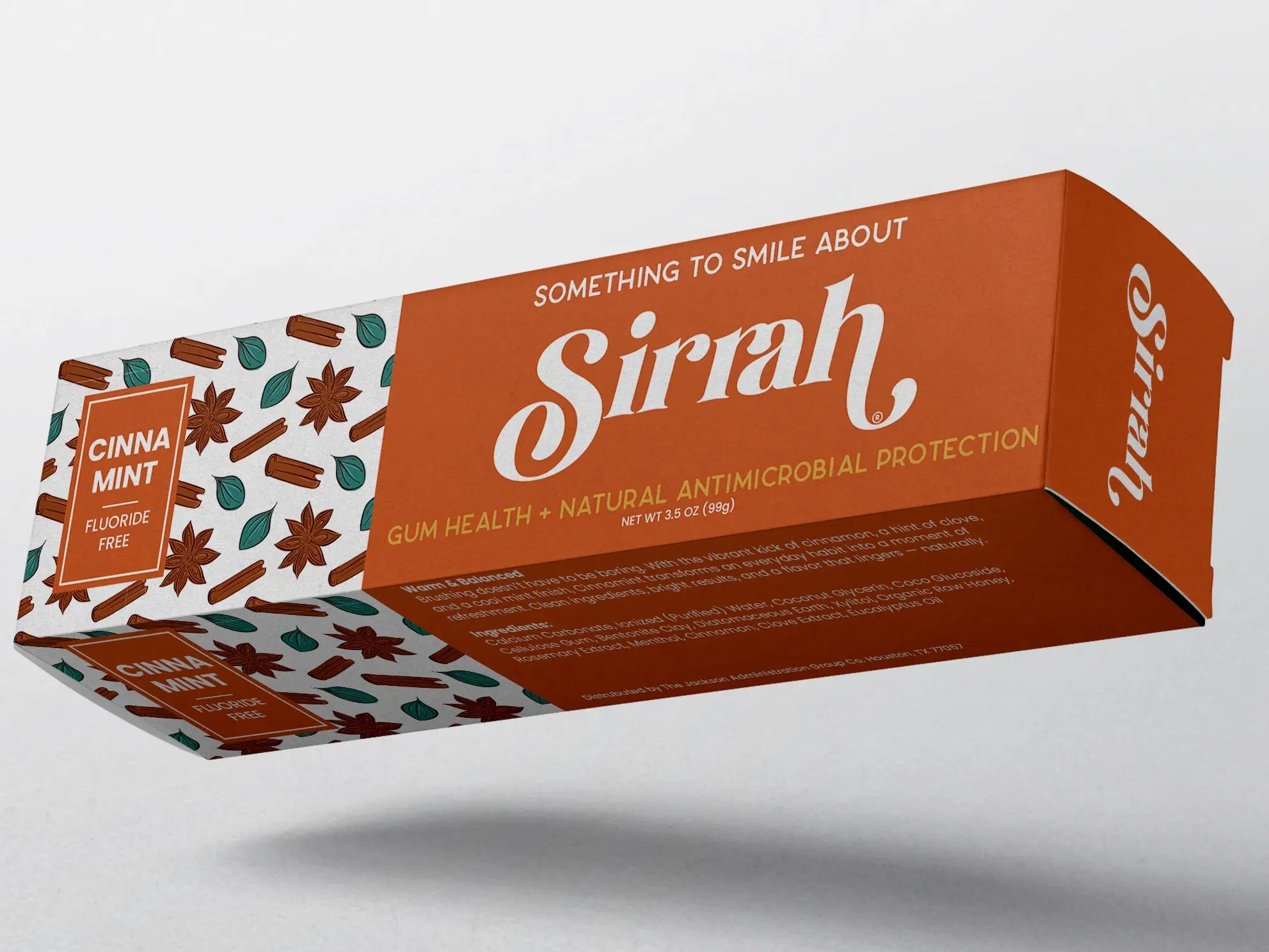 Sirrah Smiles CinnaMINT Oral Gum Care Toothpaste - Xylitol, Natural Herbal, Organic Fluoride-Free Cinnamon & Mint, Gentle Daily Clean, Gum Health Support (3.5 oz), Xylitol Toothpaste