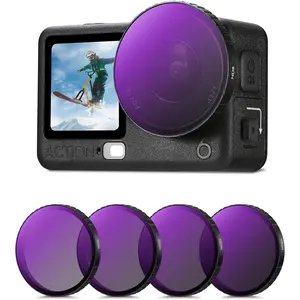 K&F CONCEPT 4-Pack ND Filter Kit for DJI Osmo Action 6, Lace Mount Lens Equipment with ND8, ND16, ND32, ND64, Multilayered HD Glass Action Camera Accessories