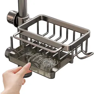 Right-Hand Kitchen Faucet Organizer, Dishwasher Rack, Drainer Basket, Sponge Brush Holder, Cleaning Cloth Storage Solution