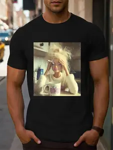 Funny Sad Doll Face Shirt Gift for Women, Satirical Doll Face Tee, Viral Internet Shirt, Couple Breathable Casual Sporty Fitted Short Graphic Print T-Shirt