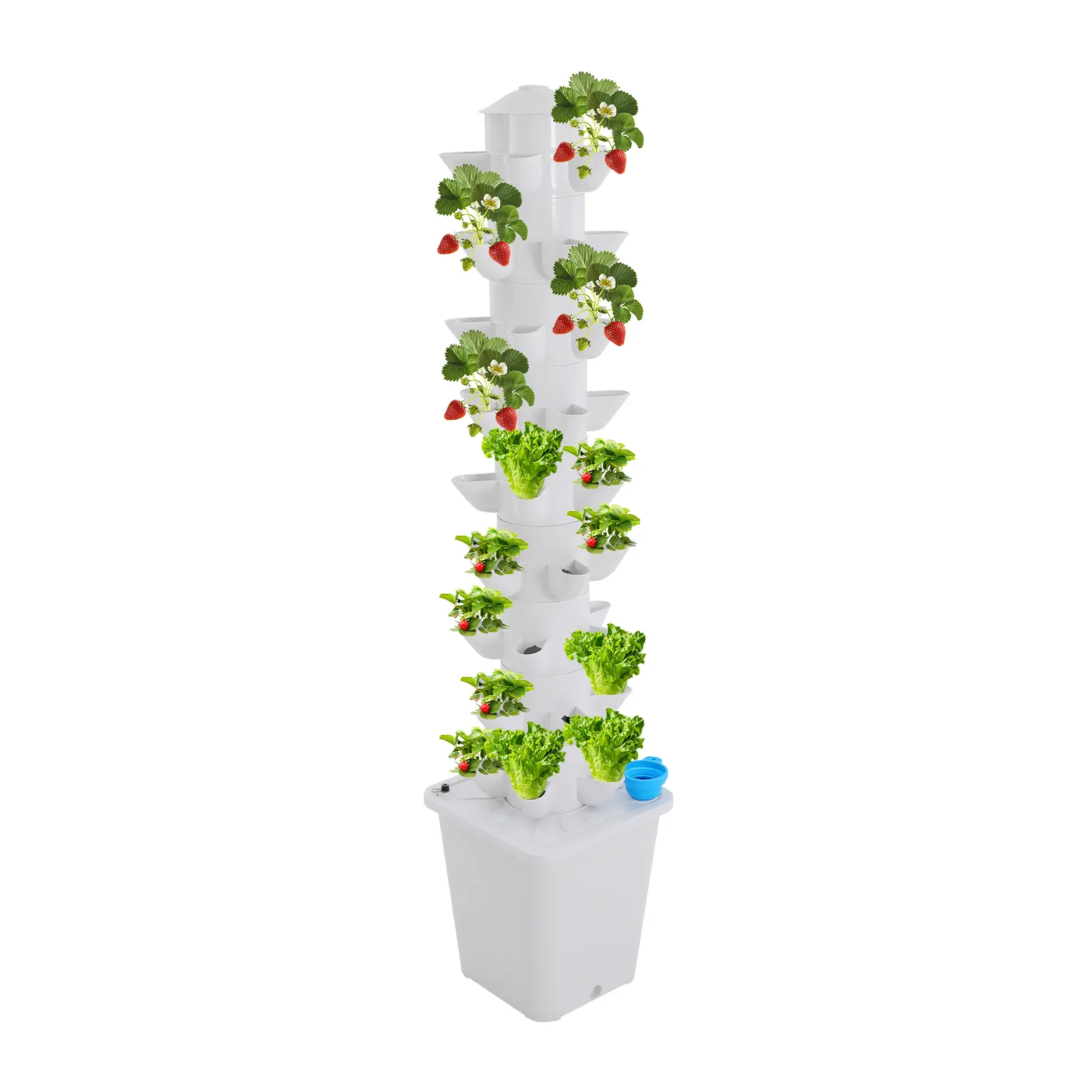CNCEST 9-Tier Hydroponic Tower Growing System with Automatic Irrigation, 45-Pod Hydroponic Planters, Integrated Water Tank, Modern PP Material, Freestanding Floor Mount for Efficient Plant Growth, Automatic Irrigation System