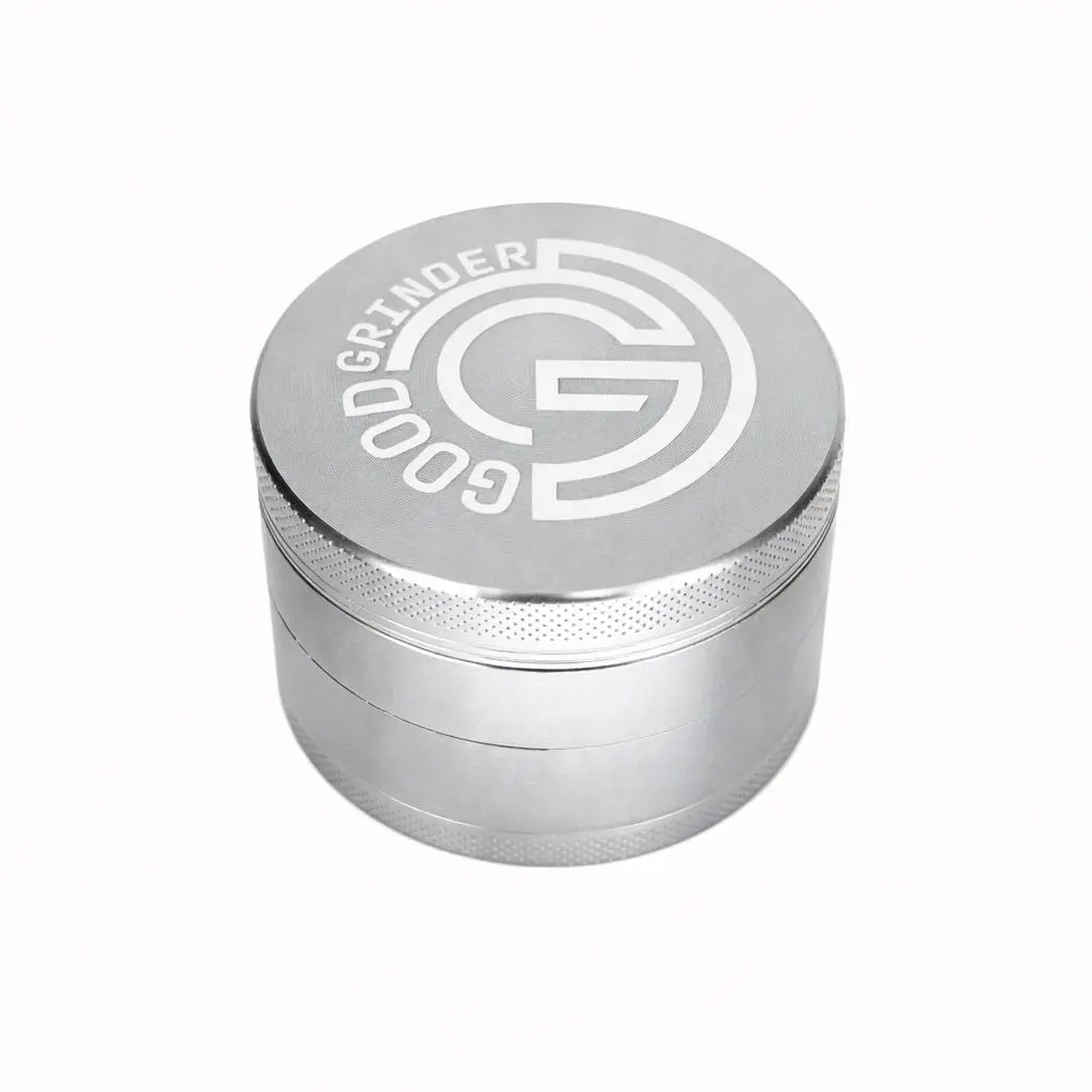 Silver Grinder, Good Grinder, High Quality, Manual Hand Grinder, Anodized Aluminum, Diamond Teeth, 1.5 Inch 40mm, 2 Inch 50mm, 2.5 Inch 63mm Sizes, 4 Part Grinder, 4 Chamber Grinder, Metal Grinder, Coffee Bean Grinder, Spice, Seasoning, Dry Ingredients