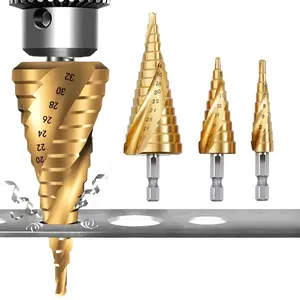 Step Drill Bit Set, 4-12/4-20/4-32mm Hex Shank Step Drill Bit Set, HSS Drill Hole Cutter, Power Tool Accessories