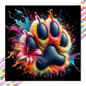 1pcs 5D DIY handmade diamond painting kit, 5D diamond art set, DIY decoration, colorful paw print diamond painting kit full round diamonds DIY, mosaic, diamond art, DIY art home decor, suitable for Halloween and Christmas, Handmade Gifts