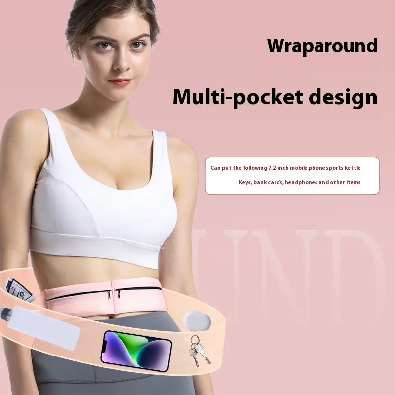 Sports fanny pack, running mobile phone bag, men's and women's summer marathon equipment, waterproof and dustproof, large-capacity fitness bag belt