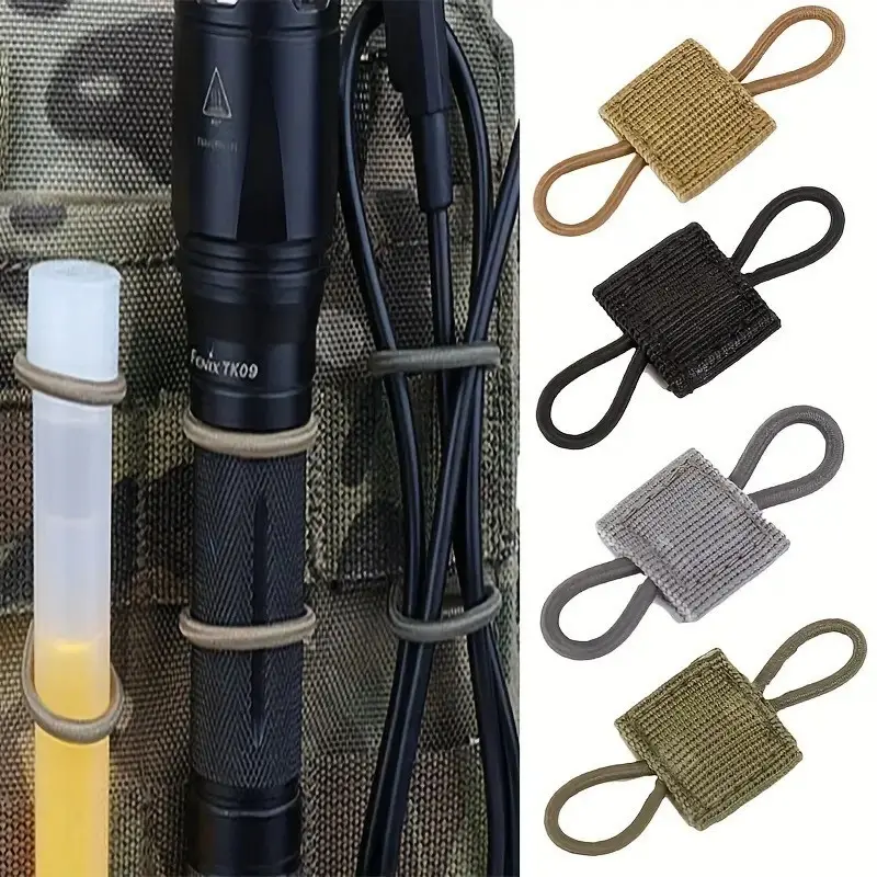 10pcs Outdoor Tactical Molle System Fasteners Vest Attachment Hooks Tactical Belt Buckles for Ptt Antenna Cable Security Army 4 Colors Available