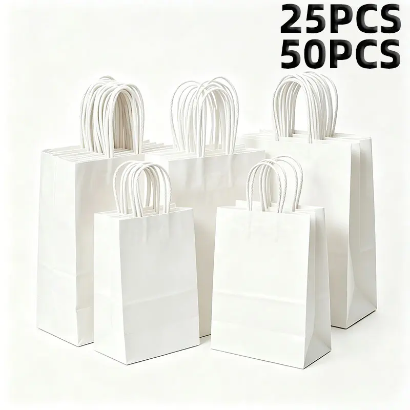 50pcs Gift Bags, Paper Bag with Handles, 8.3x4.3x10.6in, Brown Paper Bags Bulk Medium Size, Shopping Bags, Retail Bags, Kraft Paper Bags Handle Gift Bags