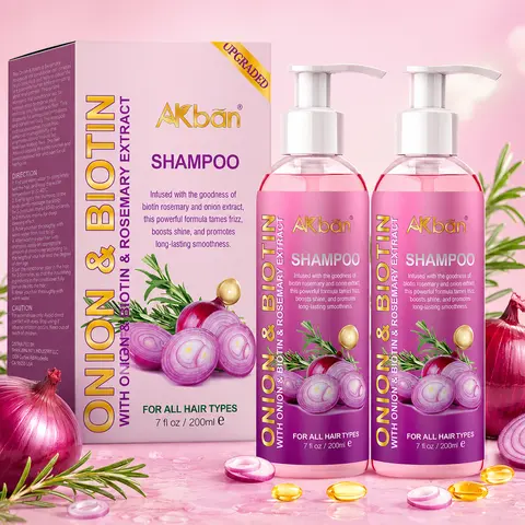 AKban Onion, Biotin & Rosemary Shampoo and Conditioner Kit, 2-Pack Daily Haircare Set, Biotin Strengthening Conditioner, Anti-Frizz Scalp-Nourishing Formula for All Hair Types