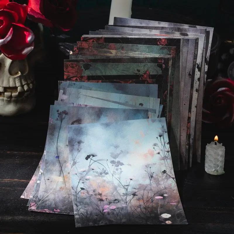 Random Color Vintage Flower Pattern Material Paper (30pcs), Decorative Background Paper, Gift Wrapping Paper for Birthday Wedding Festival Party, Scra