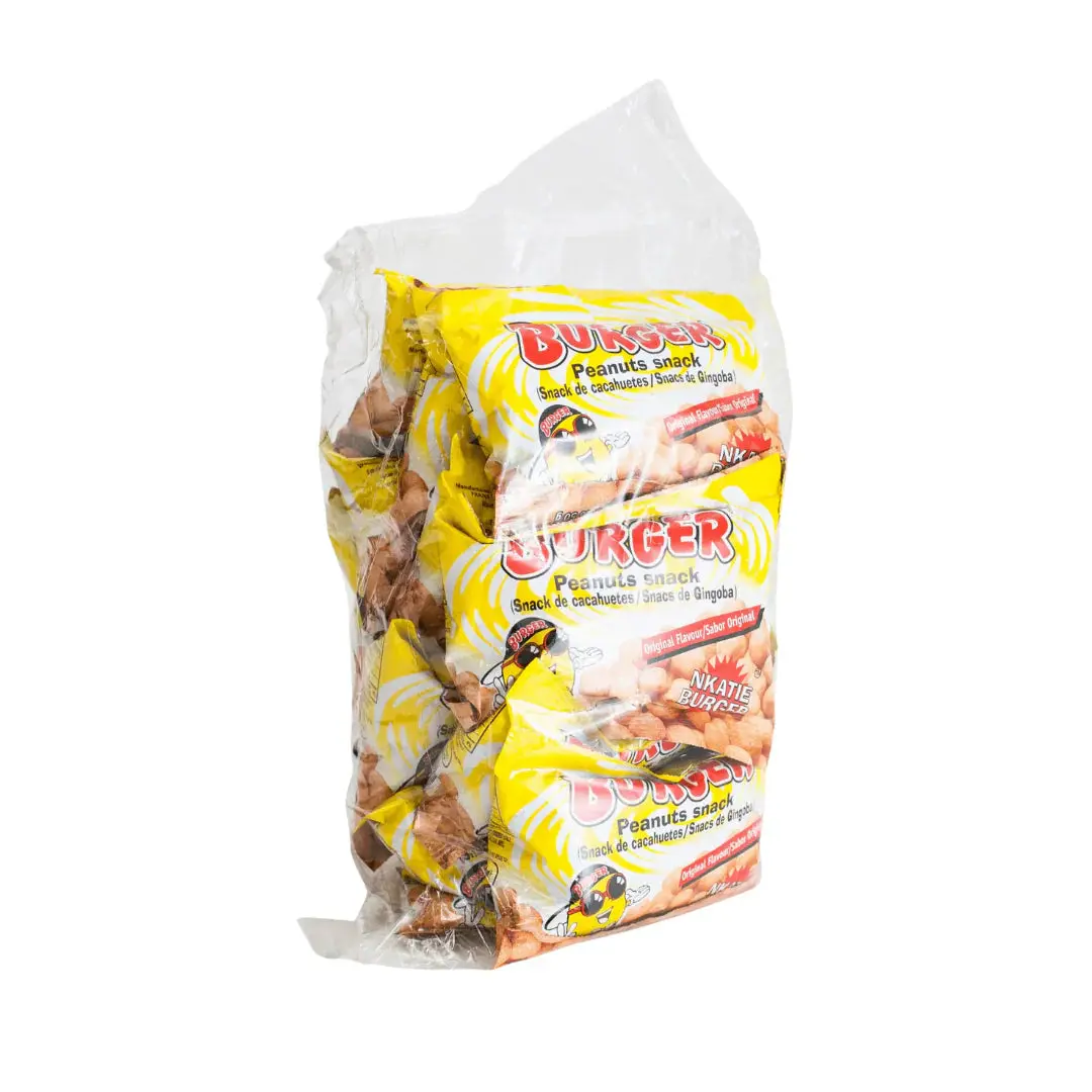 Nkatie Crunchy Nutty Peanut Burger, 10-Piece Roasted Peanuts Snack, Ambient Temp, Cholesterol-Free Crisps & Puffed Snack
