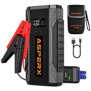ASPERX AX1500/AX2000 Jump Starter,  2000A Peak Portable Car Battery, 12 VJump Pack Cables with 1.4 Inch LCD Display, 400 LUMENS LED Flashlight