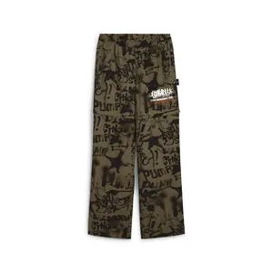 PUMA Mens X Lost Management Cities All Over Print Mid Rise Pants Casual - Green