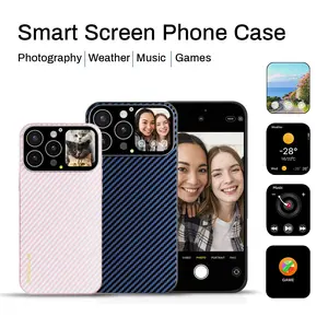 Smart Phone Case, 1.75-inch TFT HD Screen, 10 Second Custom Video Dial, Rear Camera Preview, Call & Message Alert, Music Control, Weather, Timer, Dynamic Smart Window, Multiple Model Options, Magnetic Wireless Charging, Practical Gadget Gift. summervibes