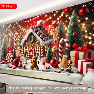 Christmas Gingerbread House Theme Background Banners - Multi-Sizes, Suitable Gifts, Ideal Birthday Parties, Theme Parties, Home Bedroom Decorations, Indoor And Outdoor Decorations