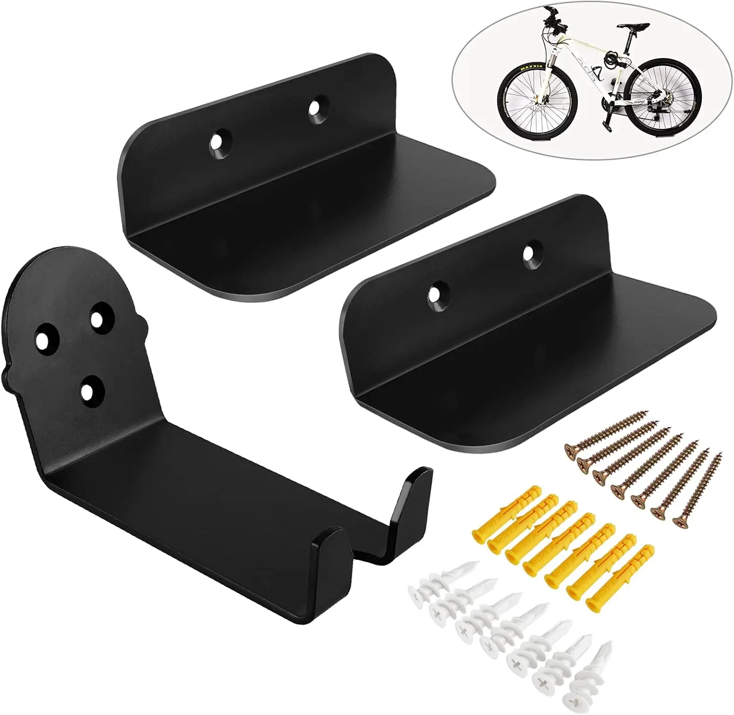 Bike Wall Mount Bicycle Rack - Decorative Stainless Steel Cartoon Pedal Hanger for Horizontal Bike Storage, Extra Strong Heavy-Duty Rack (150lb Capacity) with Screws and Anchors, Easy Installation for Home Use