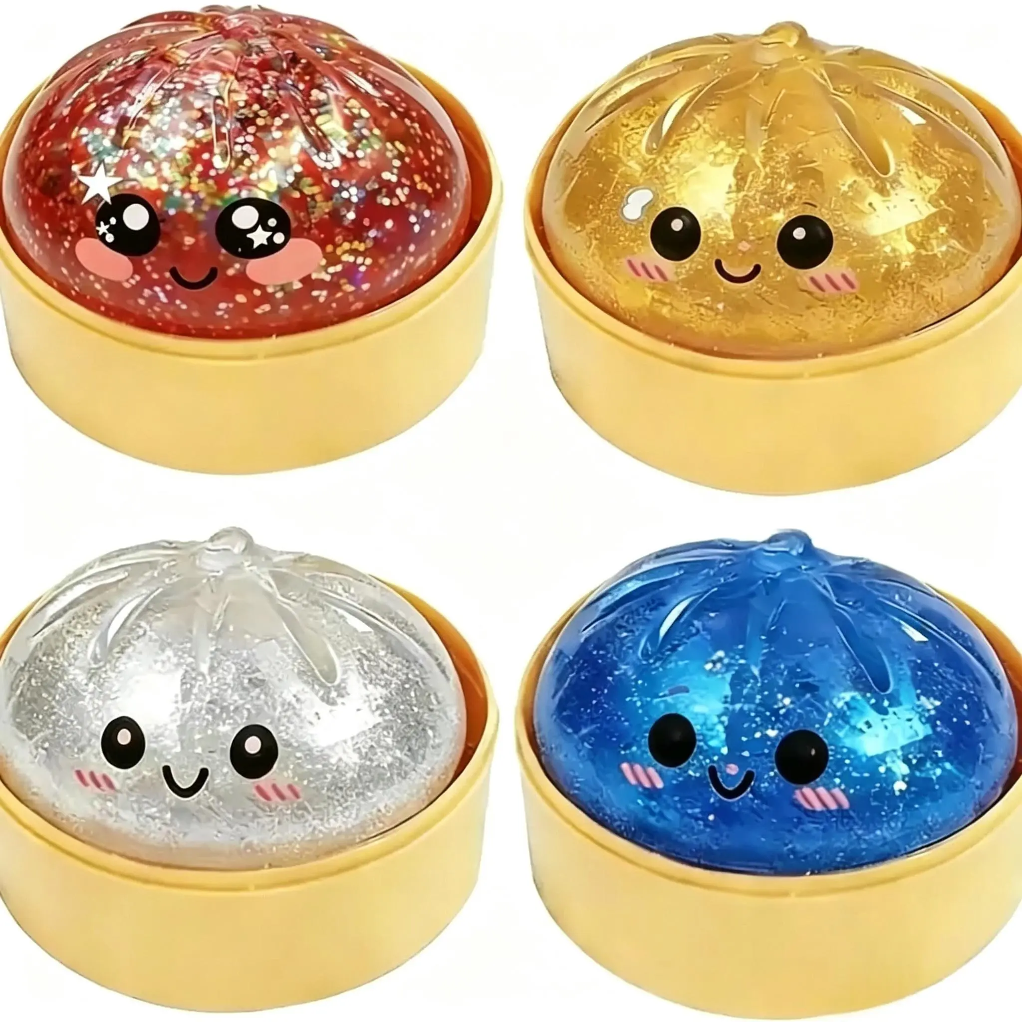 12pcs Dumpling Squishy Toy, TPR Soft Random-Style Giant/Jumbo Squishies with Expressive Faces, Fidget Stress Relief Unboxing Toy, Kids’ Gift for Valentine’s Day, Giant Dumpling Squishy