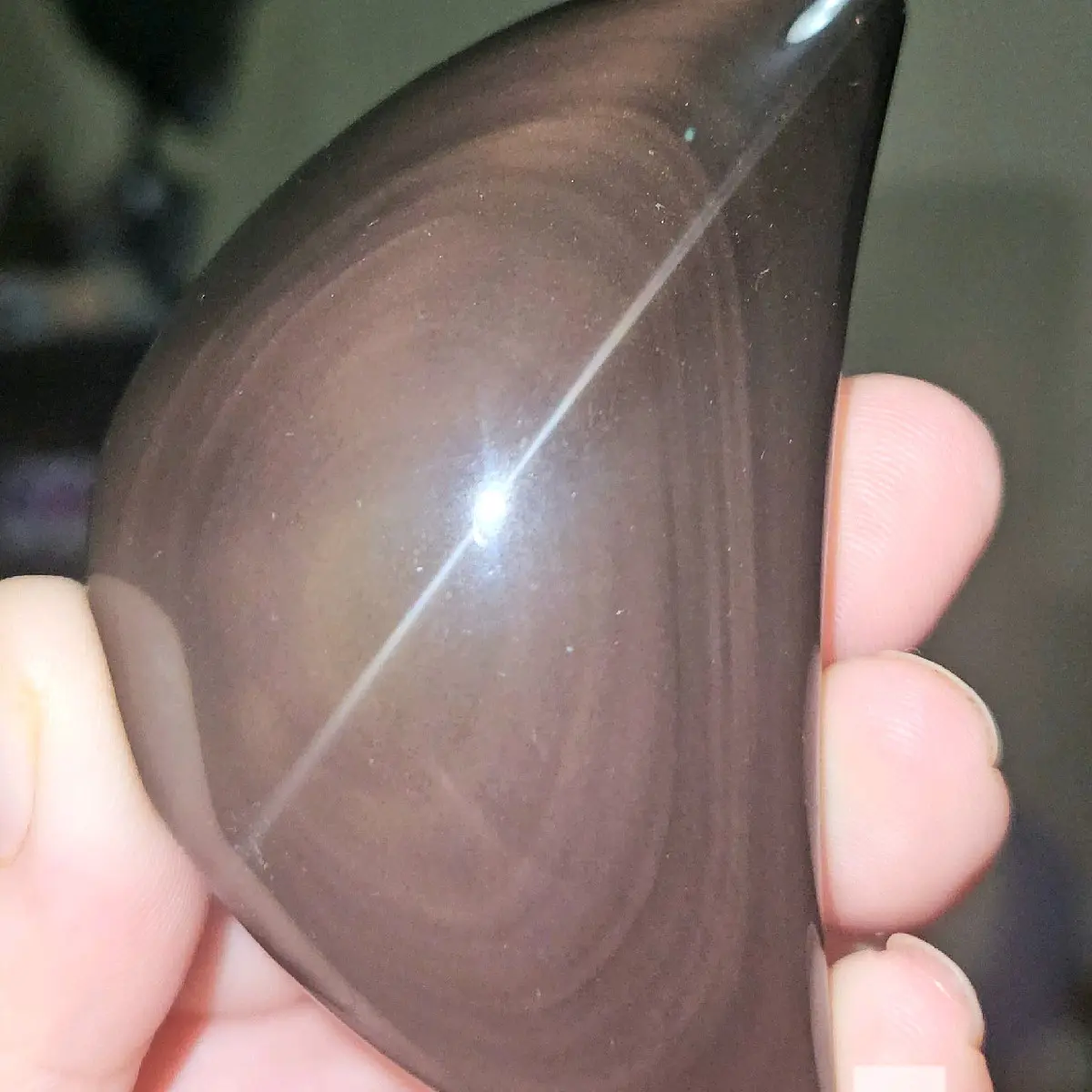 Black Rainbow Obsidian Moon Crystal Carving-  Home Decor- Celestial #2
