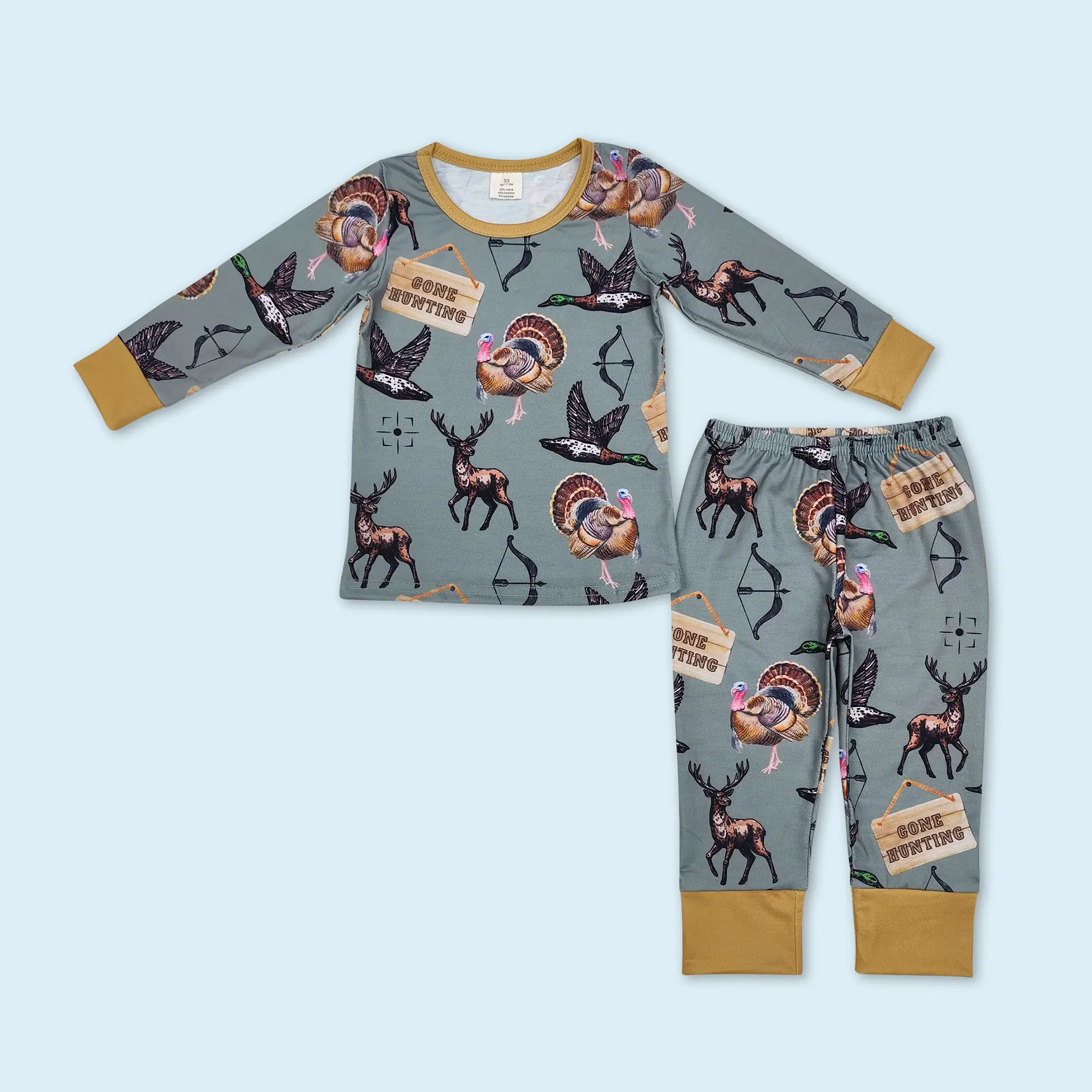 Gone hunting duck deer turkey baby boy long sleeve clothes