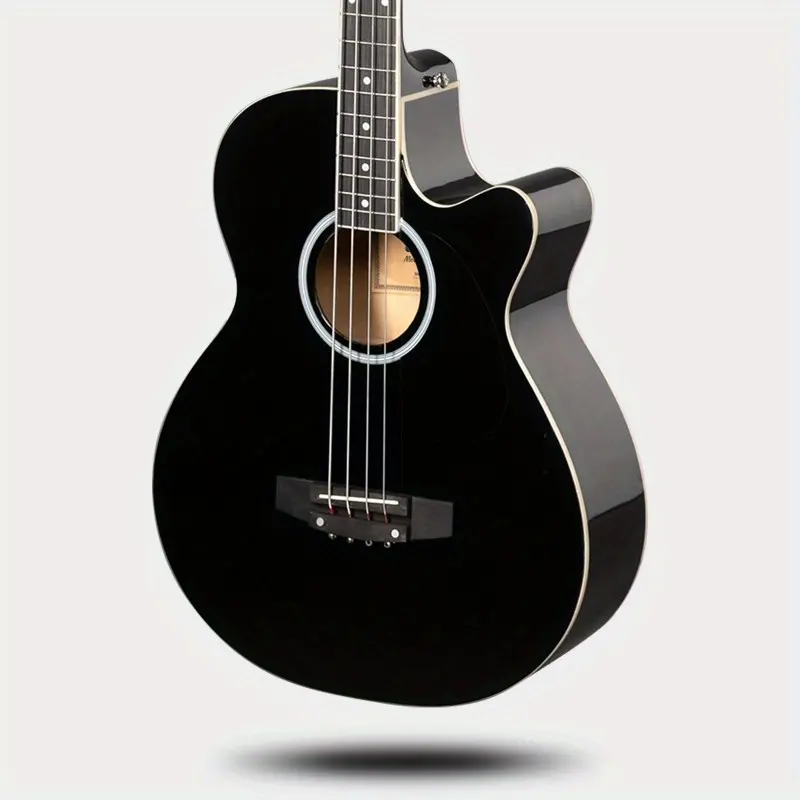 Full Size 4-String Acoustic Bass Guitar Kit with EQ-7545R, Rosewood Bridge, Rosewood Fingerboard, Round Wooden Body, and Guitar String Set, Acoustic Guitar Kit