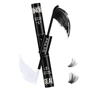 2 in 1 Lash Bond&Seal l JMS&JMS Waterproof Black Eyelash Glue,Survive Showers Swims,Stronghold,Quick-Drying Easy to Remove&No Residue Long Lasting Sleep-proof,Lock Eye Makeup