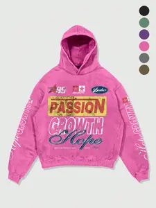 Men's Vintage Wash Hoodie, High Street Drop Shoulder, Sleeve/breast Graphic Print Design, Y2K Skateboard Casual Style, Unisex Fall Winter Fashion, Hooded Top, Sweatshirts