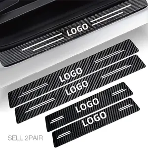 Car Door Sill Protector with Logo - Anti-Scratch Carbon Fiber Threshold Guard, Universal Vehicle Trim Cover for Cars/Trucks/SUVs (4-Piece Set) Car Accessories