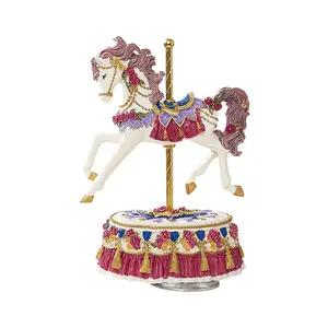 Rotary Carousel Music Box, Rose Flower Design Rotating Decorative Home Ornament, Gift for Girlfriend, Birthday Gift, Valentine's Day Gift, Desktop Decoration