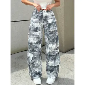 paisley/paisley print Women's capris Y2K stacked pants Camo Cargo Pants For Women High Waisted Casual Pants Baggy Wide Leg Streetwear ,Outdoor Clothing