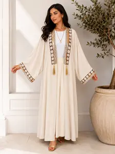 Women's Islamic Plain Bisht Robe - Long Colored Modest Abaya, Elegant Muslim Gown for Daily Use and Eid Occasions