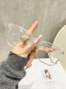 Unisex Transparent Square Classic Eyeglasses, Anti-Blue Light, Casual Style, Suitable for Office, Study, Party, Vacation Photography, Square Frame Eyeglasses, Clear Eyeglasses