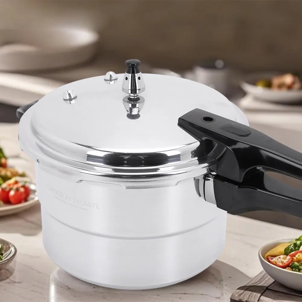 Aluminum Alloy Seamless Multi-Size 6-Layer Safe Pressure Cooker with Steaming Plate, Household Stovetop Canner Compatible with Gas Stoves, Induction Cookers, Pressure Cookers