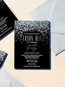 Confetti | Black Acrylic Invitation for Birthdays & Celebrations