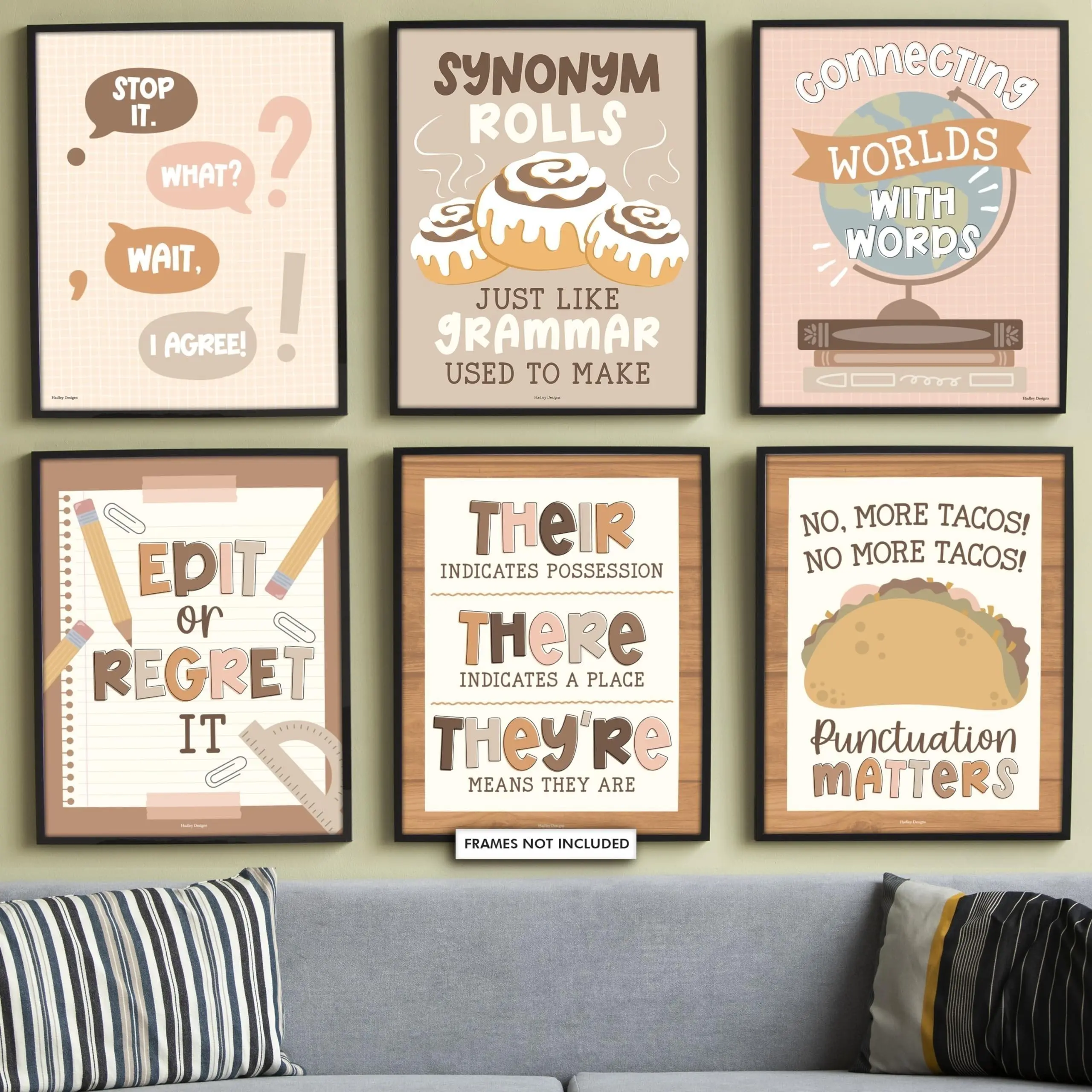 English Motivational Posters | Set of 6 | Educational Posters Colorful Decor Decoration Wall