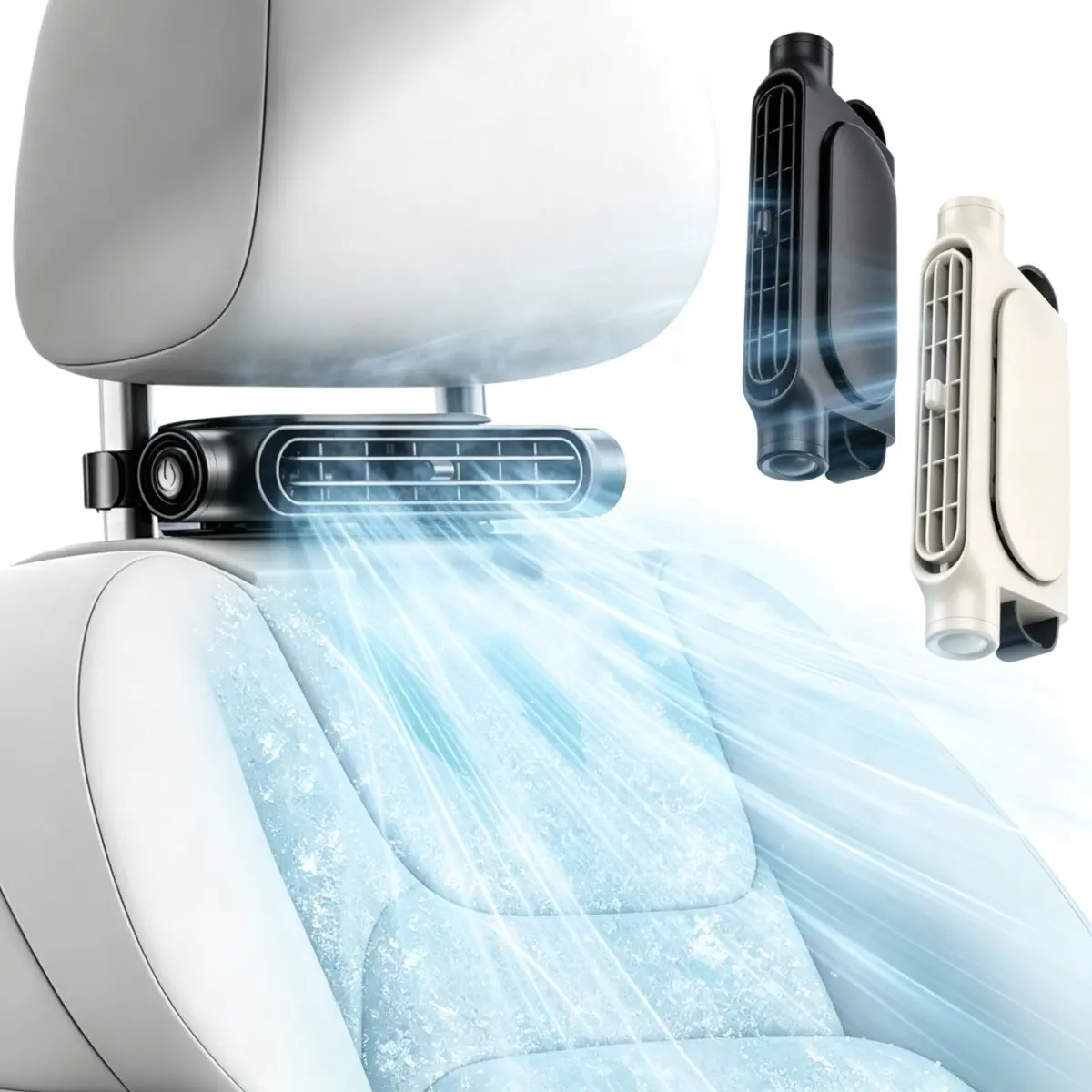 Car Seat Fan for Driver & Backseat, Back Cooling Fan Kids Baby Quiet Headrest Neck Fan Accessories for Front and Back Seat with 3 Adjustable Wind Speeds for Almost Vehicle Jeep Van RV Truck, USB Powered (No Battery, Not Rechargeable)