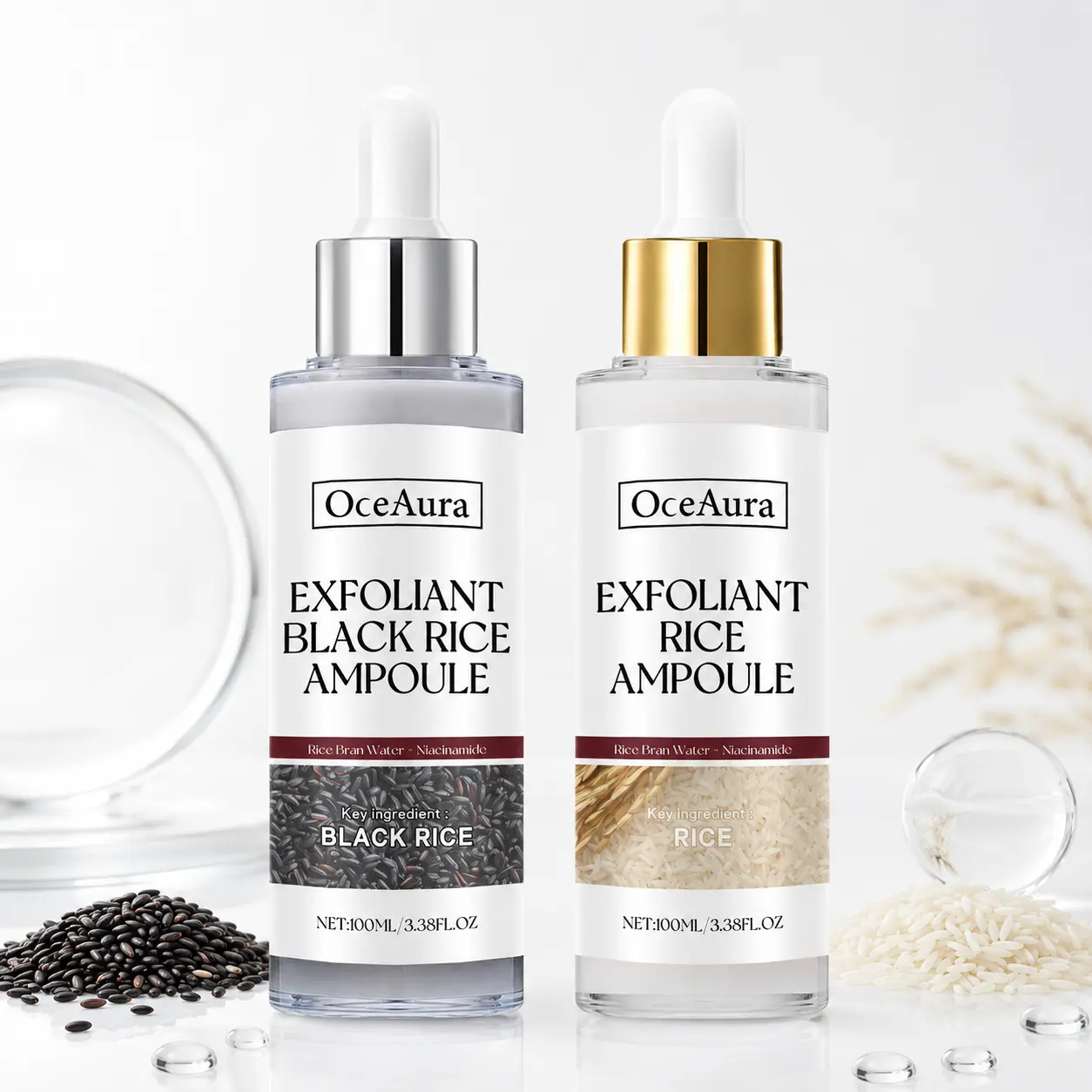 Peel Shot Glow Rice Ampoule Duo - SalicylicAcid Serums for Brightening, Exfoliating,Moisturizing, Cleansing, Hydrating -Pore-Refining, Gentle, Sensitive Skin-Friendly,Suitable for All Skin Types to Even Tone Lightweight