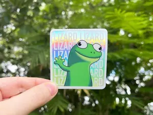 Tom the Lizard Holographic Hoppers Meme Funny Sticker