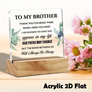1-Piece Acrylic 2D Flat Sign with Wooden Stand, Sibling-Gifted Brother Desk Decor, Simple Acrylic Plaque for Home Office Use