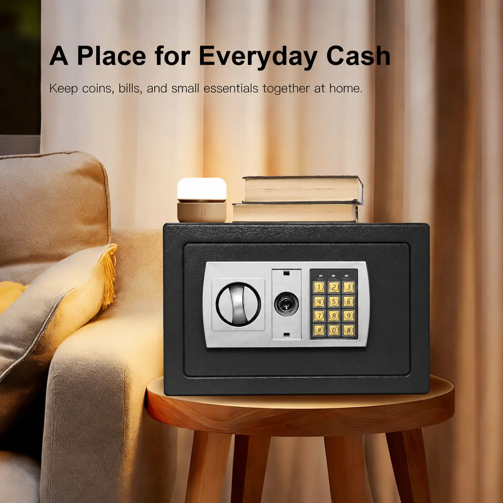 pandaVault Metal money boxes with Dual Lock System, Password & Emergency Key Access, Secure Storage for Cash, Coins, Jewelry & Small Valuables for Home, Office Use, Practical Gift Option