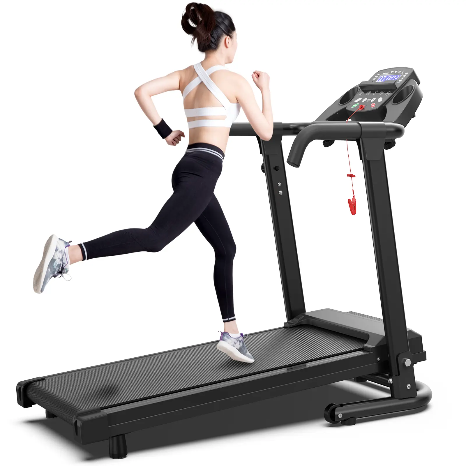 [New Arrival] Foldable Home Treadmill - Home Gym Equipment, 2.5HP Motorized Treadmill Walking Pad, 300 lbs Capacity, Handles, APP Control, LED Display, Quick & Compact Fold Design